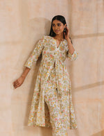 Thumbnail for trueBrowns White Multi Color Overall Block Print Cotton Kurta Pant Set - Distacart