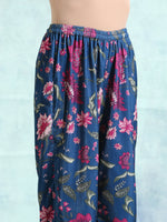 Thumbnail for trueBrowns Blue Printed Velvet Co-Ord Set - Distacart