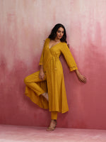 Thumbnail for trueBrowns Mustard Cotton Dobby Kurta Set - Distacart