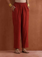 Thumbnail for trueBrowns Rust Metallic Angrakha Kurta Set