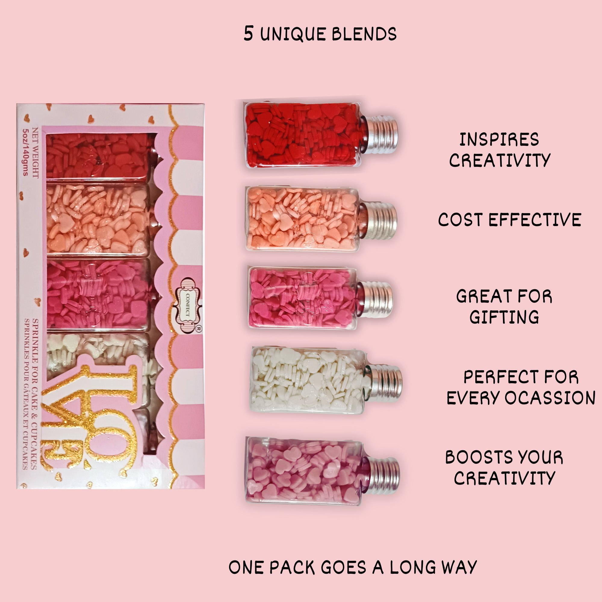valentine sprinkles 05 edible decoration for baking dessert 100g