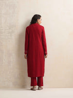 Thumbnail for trueBrowns Maroon Kashmiri Woollen Jacket 3pc Set