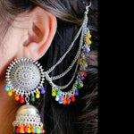 Thumbnail for Tehzeeb Creations Women's Multi Colour Beads Earring With Ear Chain - Distacart