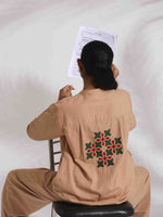 Thumbnail for trueBrowns Beige Cotton Embroidered Shirt Top Co-ord Set