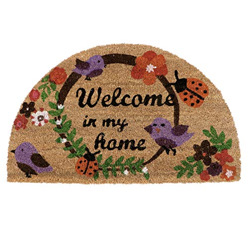 HOKIPO Large Semi-Circle Coir Door Mats for Entrance Big Size Welcome Mat - Dista