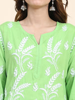 Thumbnail for HOUSE OF KARI Floral Embroidered Chikankari Pure Cotton Kurta with Trousers - Distacart