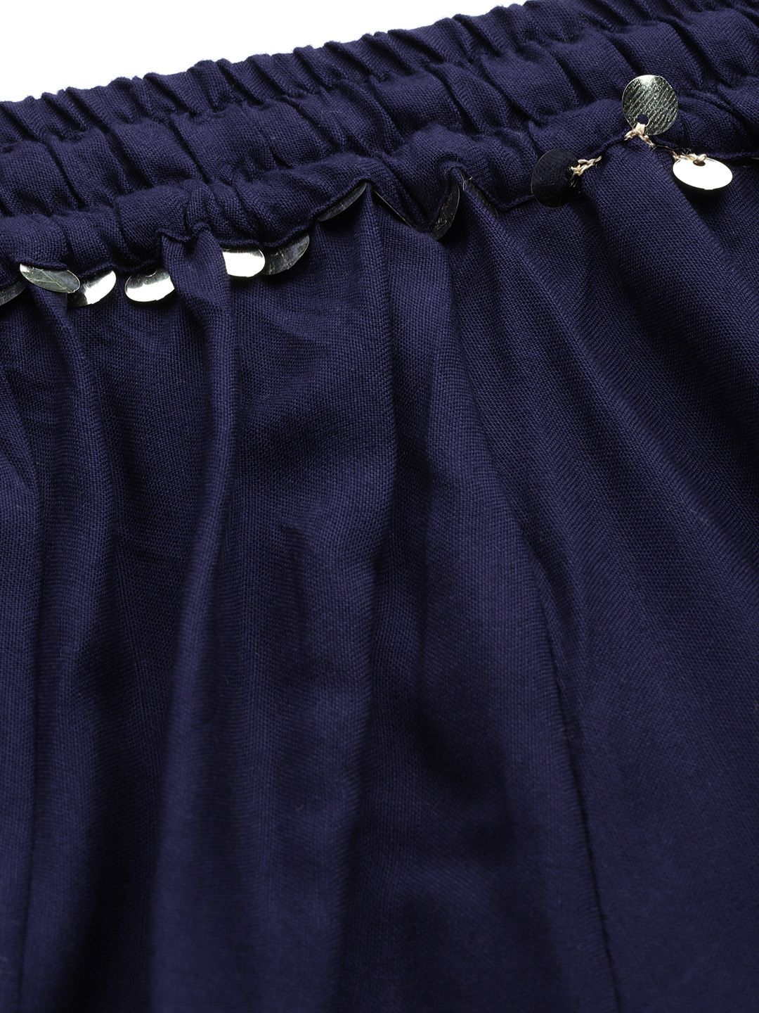 TAG 7 Women Navy Blue Solid Flared Palazzos