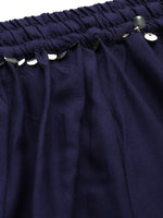 Thumbnail for TAG 7 Women Navy Blue Solid Flared Palazzos