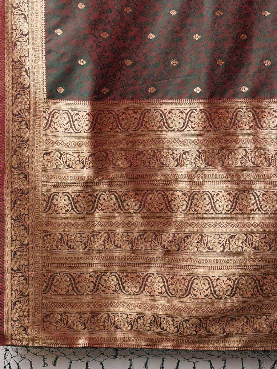 Anouk Floral Zari Banarasi Saree - Distacart