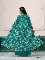 Thumbnail for Anaita Turquoise Faux Georgette Sequins Embroidered Stitched Ethnic Suit - Distacart