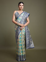 Thumbnail for Monjolika Fashion Glamour And Tradition With This Zari Woven Navy Blue And Cream Banarasi Silk Saree - Distacart