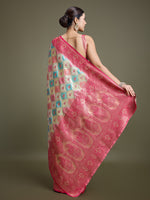 Thumbnail for Monjolika Fashion Glamour And Tradition With This Zari Woven Pink And Cream Banarasi Silk Saree - Distacart