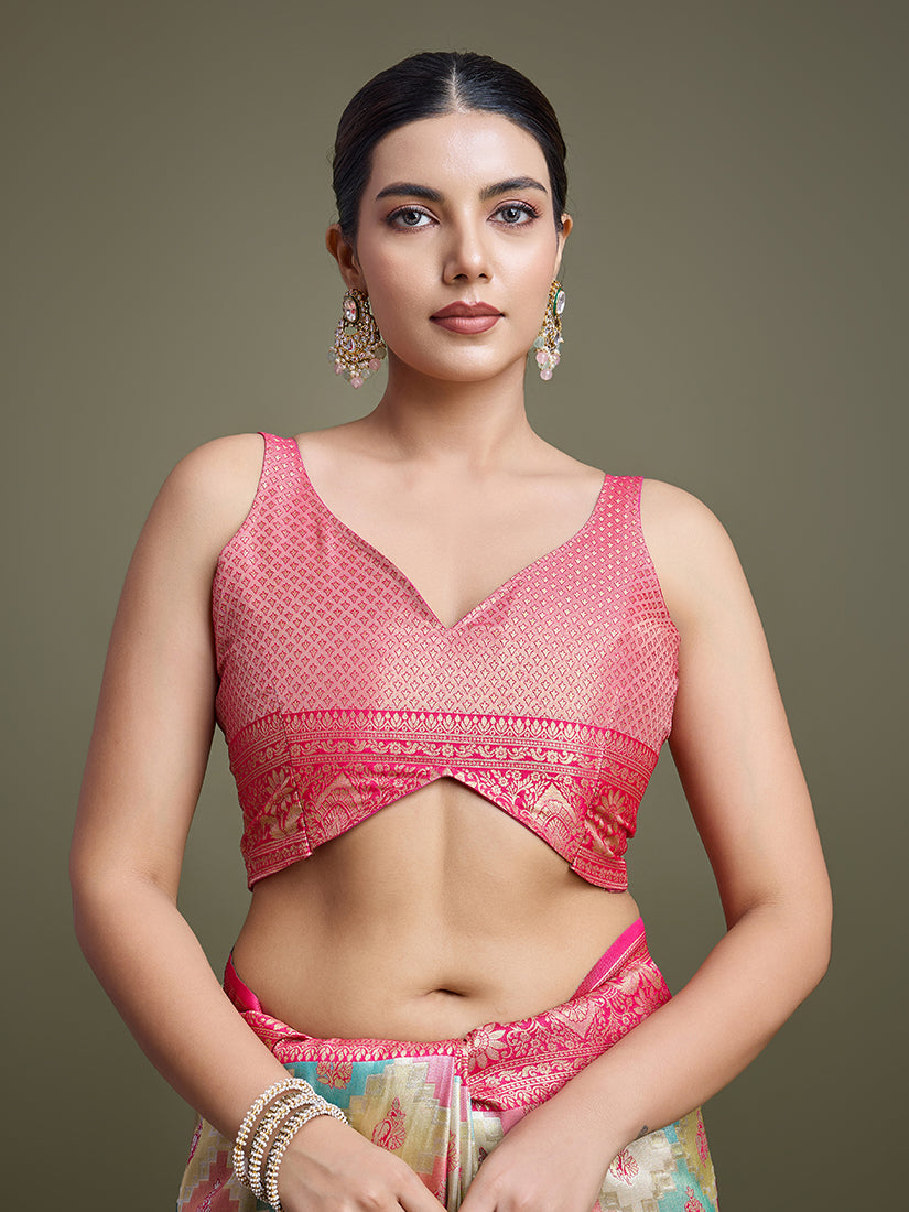 Monjolika Fashion Glamour And Tradition With This Zari Woven Pink And Cream Banarasi Silk Saree - Distacart