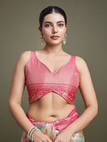 Thumbnail for Monjolika Fashion Glamour And Tradition With This Zari Woven Pink And Cream Banarasi Silk Saree - Distacart