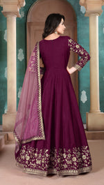 Thumbnail for Anaita Purple Embroidered Adda Silk Anarkali Suit - Distacart