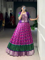 Thumbnail for Lorenvalley Fashion Purple Tasar Silk Leheriya Print With Zari Weaving Work Lehenga Choli