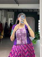 Thumbnail for Lorenvalley Fashion Purple Tasar Silk Leheriya Print With Zari Weaving Work Lehenga Choli