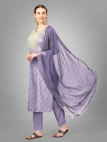 Thumbnail for Malishka Women's Embroidered Silk Blend Kurta Pant Dupatta Set-Lavender - Distacart