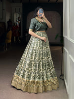 Thumbnail for Lorenvalley Fashion Multicolor Tasar Silk Printed with Viscose Border Lehenga Choli - Distacart