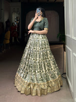 Thumbnail for Lorenvalley Fashion Multicolor Tasar Silk Printed with Viscose Border Lehenga Choli - Distacart