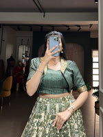 Thumbnail for Lorenvalley Fashion Multicolor Tasar Silk Printed with Viscose Border Lehenga Choli - Distacart
