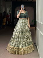 Thumbnail for Lorenvalley Fashion Multicolor Tasar Silk Printed with Viscose Border Lehenga Choli - Distacart