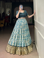 Thumbnail for Lorenvalley Fashion Multicolor Tasar Silk Printed with Viscose Border Lehenga Choli - Distacart