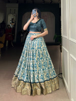 Thumbnail for Lorenvalley Fashion Multicolor Tasar Silk Printed with Viscose Border Lehenga Choli - Distacart