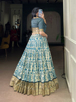 Thumbnail for Lorenvalley Fashion Multicolor Tasar Silk Printed with Viscose Border Lehenga Choli - Distacart