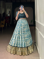Thumbnail for Lorenvalley Fashion Multicolor Tasar Silk Printed with Viscose Border Lehenga Choli - Distacart
