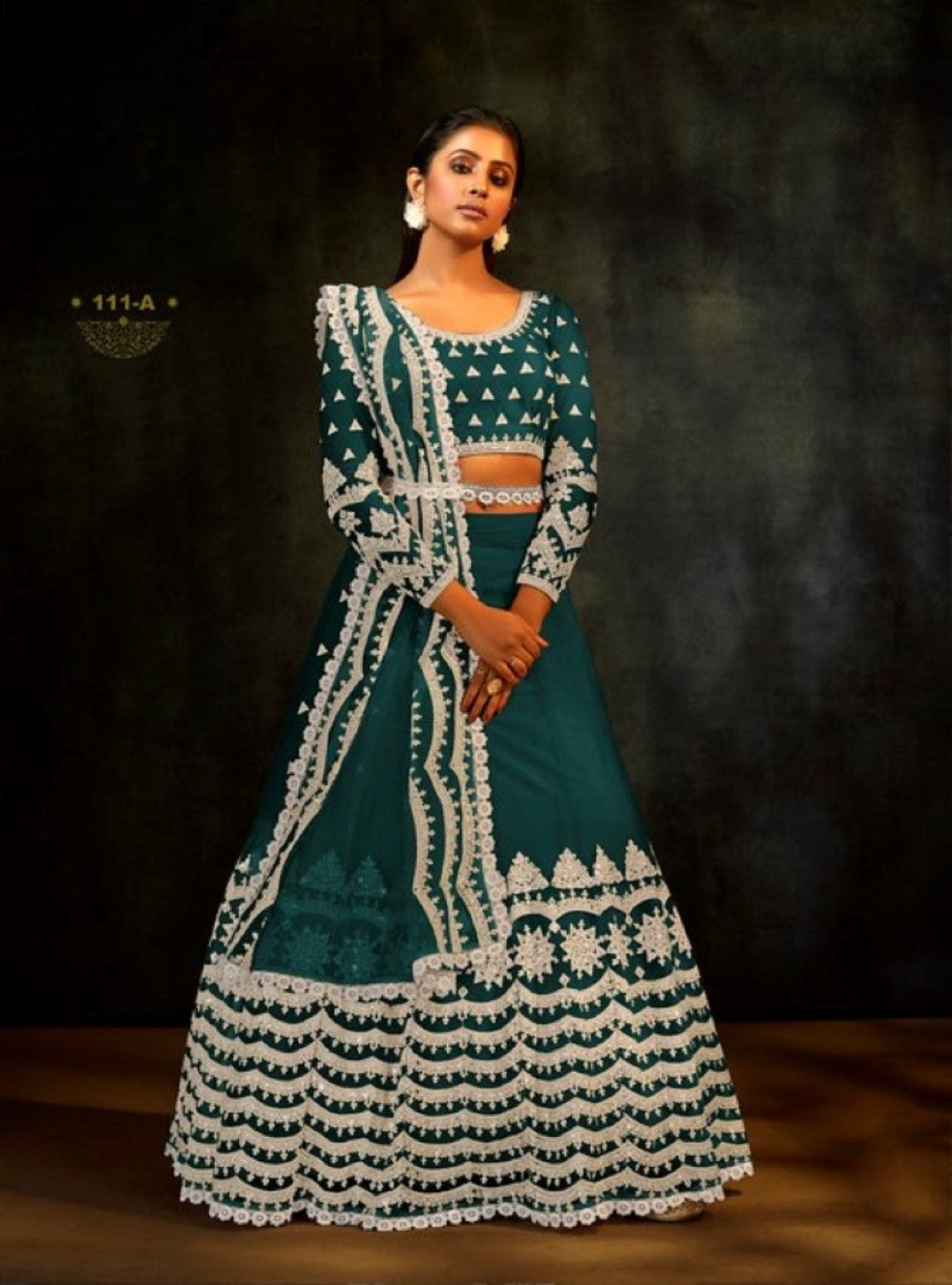 Anaita Teal-Blue Net Lehenga Choli With Sequence & Thread Work - Distacart