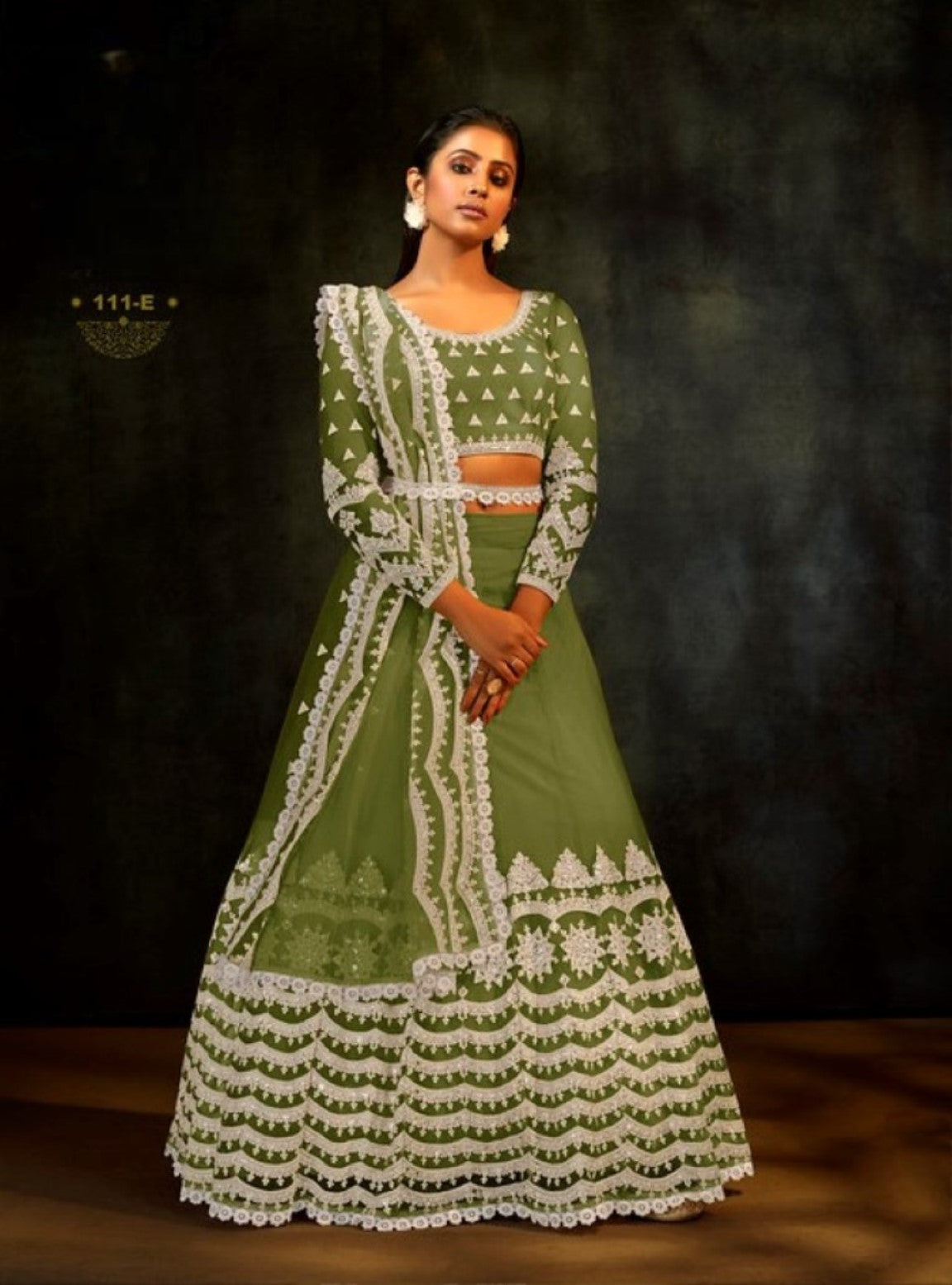 Anaita Green Net Lehenga Choli With Sequence & Thread Work - Distacart