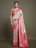 Thumbnail for Monjolika Fashion Elegant Pink And Cream Banarasi Silk SareeWith Intricate Zari Work - Distacart