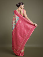 Thumbnail for Monjolika Fashion Elegant Pink And Cream Banarasi Silk SareeWith Intricate Zari Work - Distacart