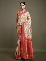 Thumbnail for Monjolika Fashion Elegant Red And Cream Banarasi Silk SareeWith Intricate Zari Work - Distacart
