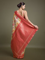 Thumbnail for Monjolika Fashion Elegant Red And Cream Banarasi Silk SareeWith Intricate Zari Work - Distacart