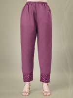 Thumbnail for Malishka Women's Embroidered Wine Cotton Blend Kurta Pant Dupatta Set - Distacart