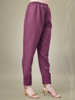 Thumbnail for Malishka Women's Embroidered Wine Cotton Blend Kurta Pant Dupatta Set - Distacart
