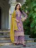 Anaita Purple Shimmer Stitched Plazzo Suit With Codding Dori & Sequence Work - Distacart