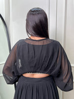 Thumbnail for Lorenvalley Black Georgette Sequins and Thread Embroidery Work Lehenga Choli - Distacart