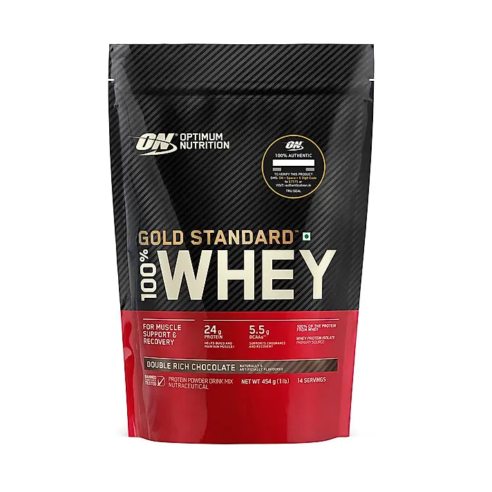Optimum Nutrition Gold Standard 100% Whey Protein Powder (Double Rich Chocolate)-454 gm