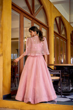 Thumbnail for Lorenvalley Fashion Lightpink Allnen Crush Plain Lehenga Choli with Koti - Distacart