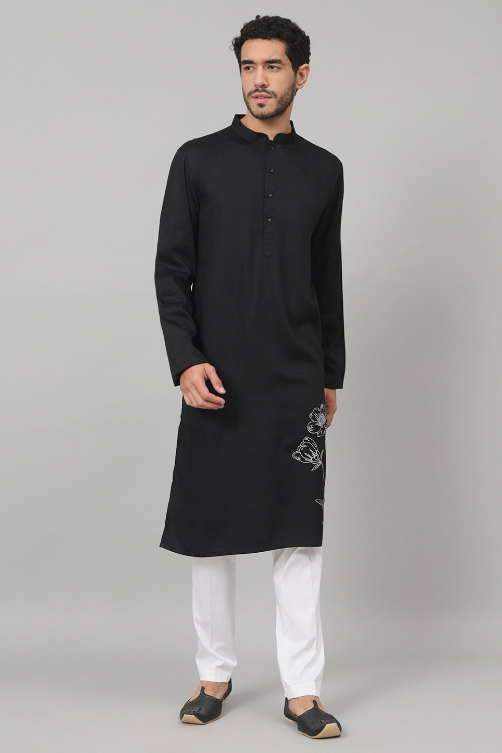 Stem Embroidery Cotton Kurta by Hilo Design