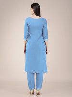 Thumbnail for Malishka Women's Embroidered Sky Blue Cotton Blend Kurta Pant Set - Distacart