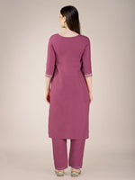 Thumbnail for Malishka Women's Embroidered Wine Cotton Blend Kurta Pant Set - Distacart