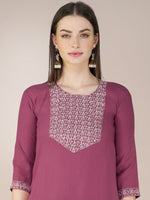 Thumbnail for Malishka Women's Embroidered Wine Cotton Blend Kurta Pant Set - Distacart