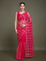 Thumbnail for Monjolika Fashion Sequin Dark Pink Color Net Ultimate Party Wear Fashion Saree - Distacart