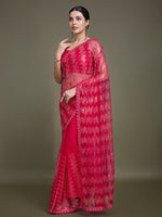 Thumbnail for Monjolika Fashion Sequin Dark Pink Color Net Ultimate Party Wear Fashion Saree - Distacart