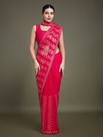 Thumbnail for Monjolika Fashion Sequin Dark Pink Color Net Ultimate Party Wear Fashion Saree - Distacart