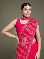 Thumbnail for Monjolika Fashion Sequin Dark Pink Color Net Ultimate Party Wear Fashion Saree - Distacart